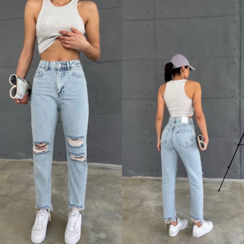 Дамски дънки със скъсан ефект