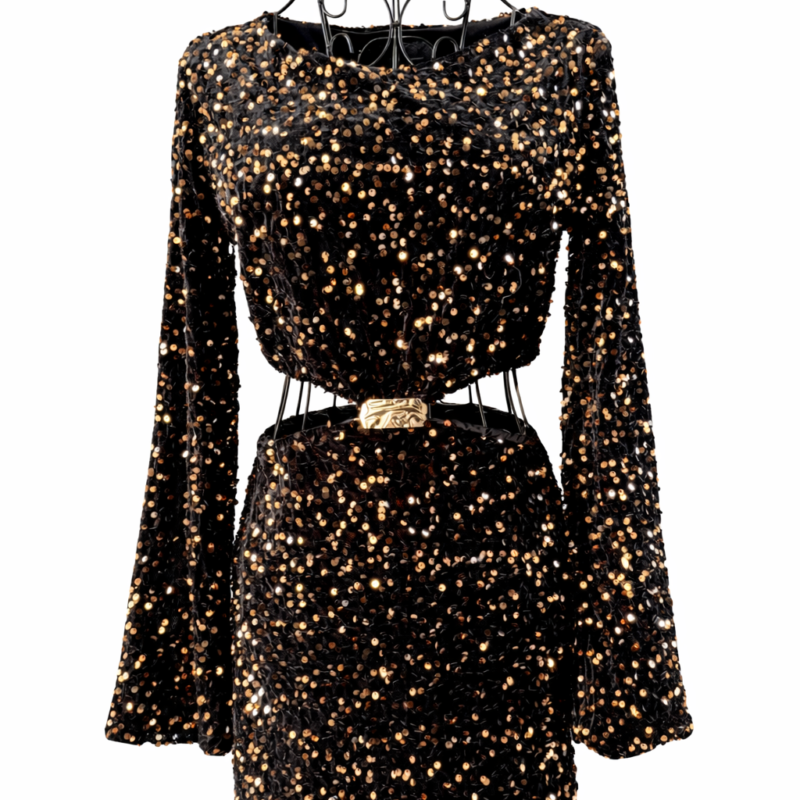 Дамска лъскава рокля