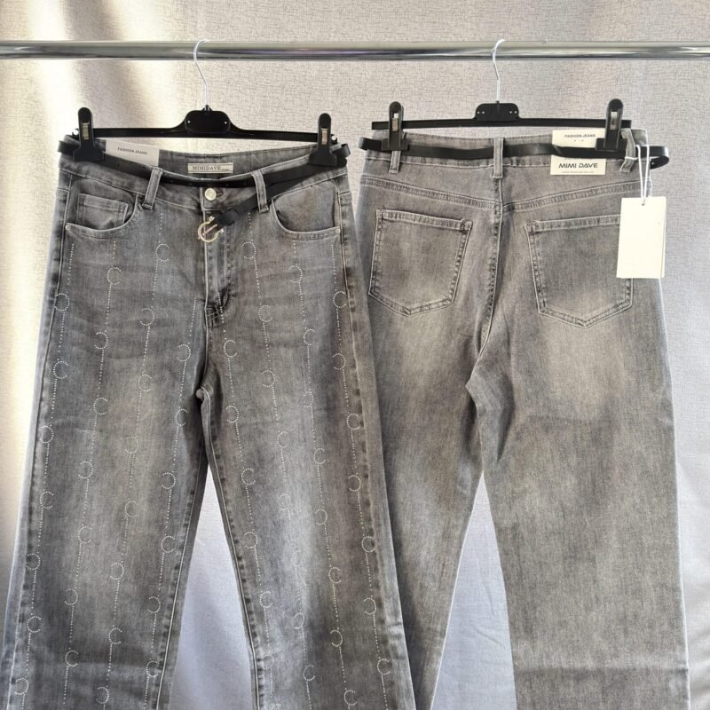 Дамски дънки с камъчета + колан