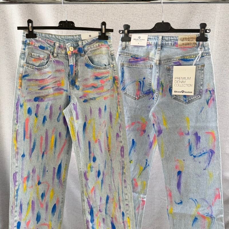 Дамски дънки с шарен ефект