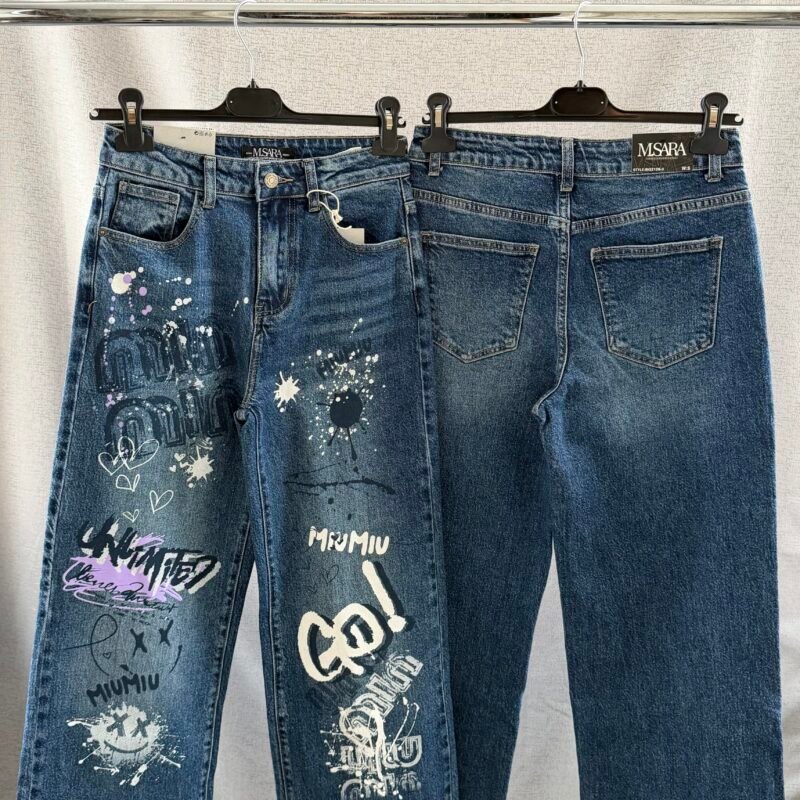 Дамски дънки с шарен ефект