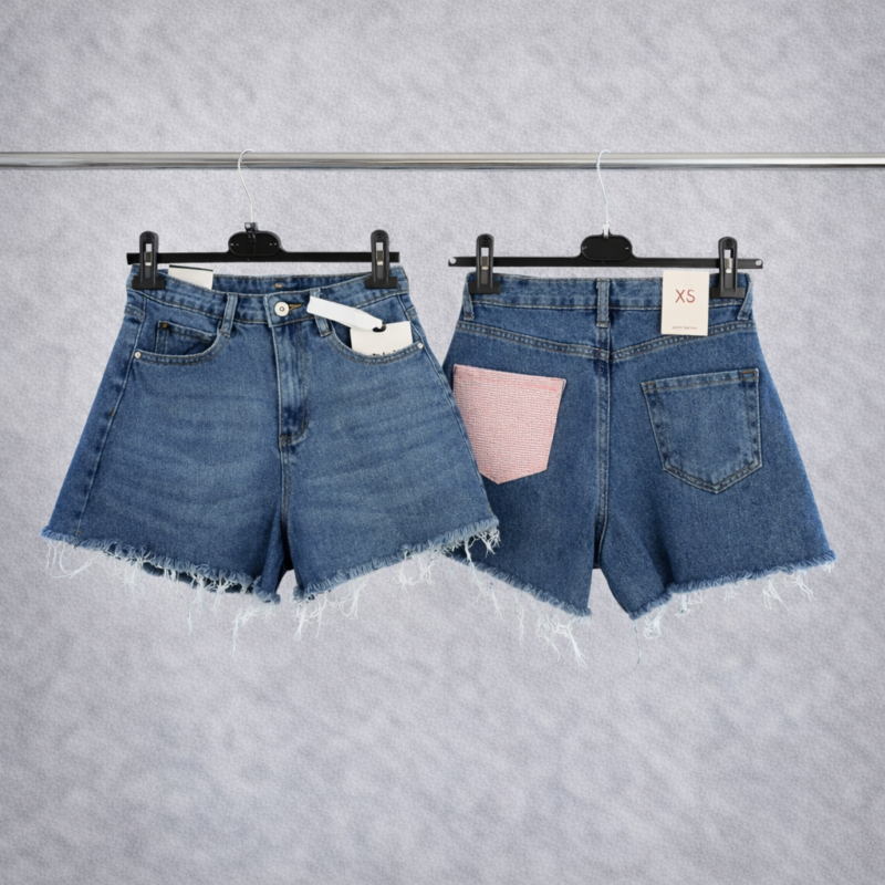 Къси дънки с ефектен джоб