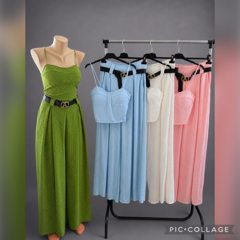 Дамски комплект с камъчета и колан